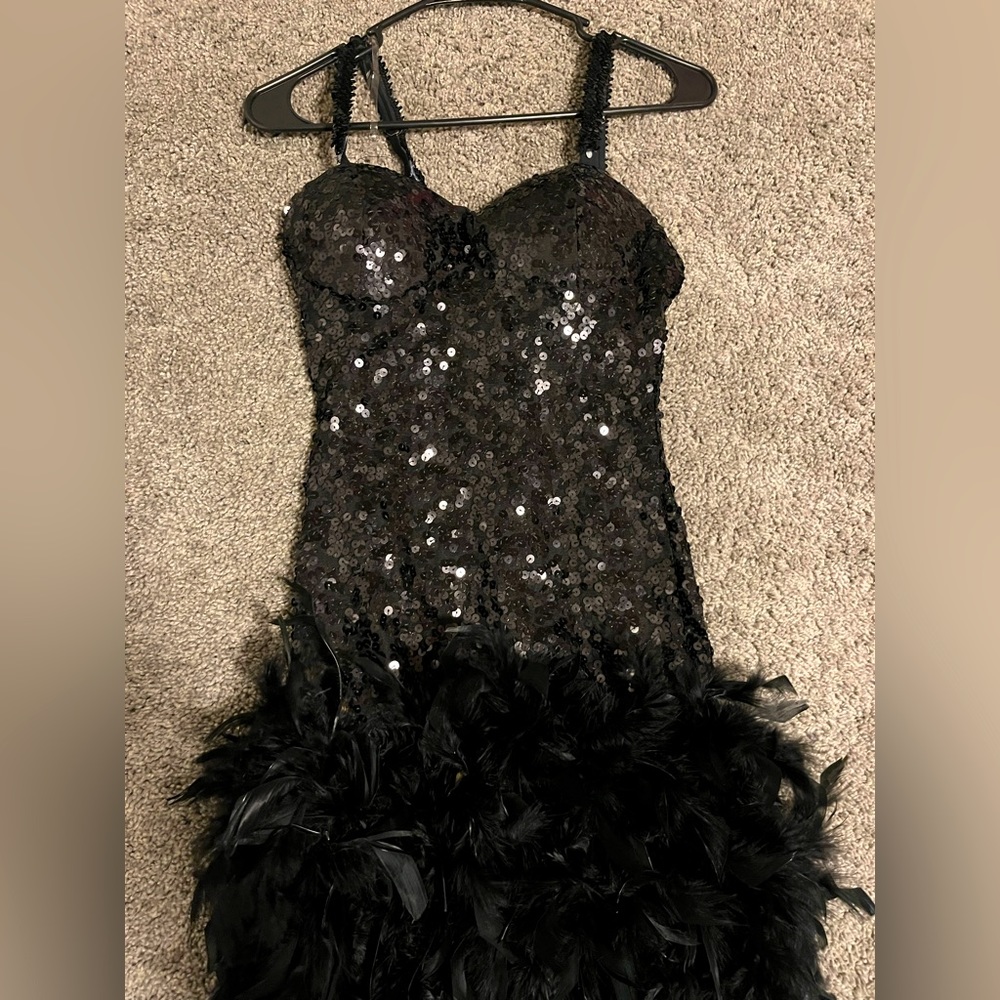 Feather black dress